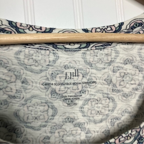 J Jill‎ Top XLP Petite XL Pima Scoop Neck Elbow Sleeve Tee - Picture 3 of 8